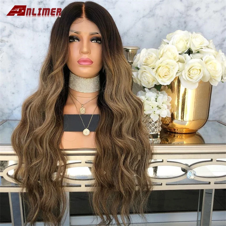 

Anlimer Colored Ombre Color Lace Front Human Hair Wigs With Baby Hair Brazilian Wavy Remy Hair Lace Wigs 180% Density