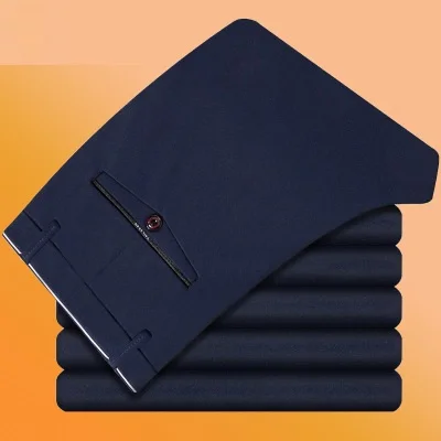 Большие размеры 48, 50, 52, 6XL, 7XL, 8XL, 9XL, 10XL, мужские брюки, строгие прямые брюки, осенние брюки, деловые темно-синие брюки - Цвет: NAVY BLUE