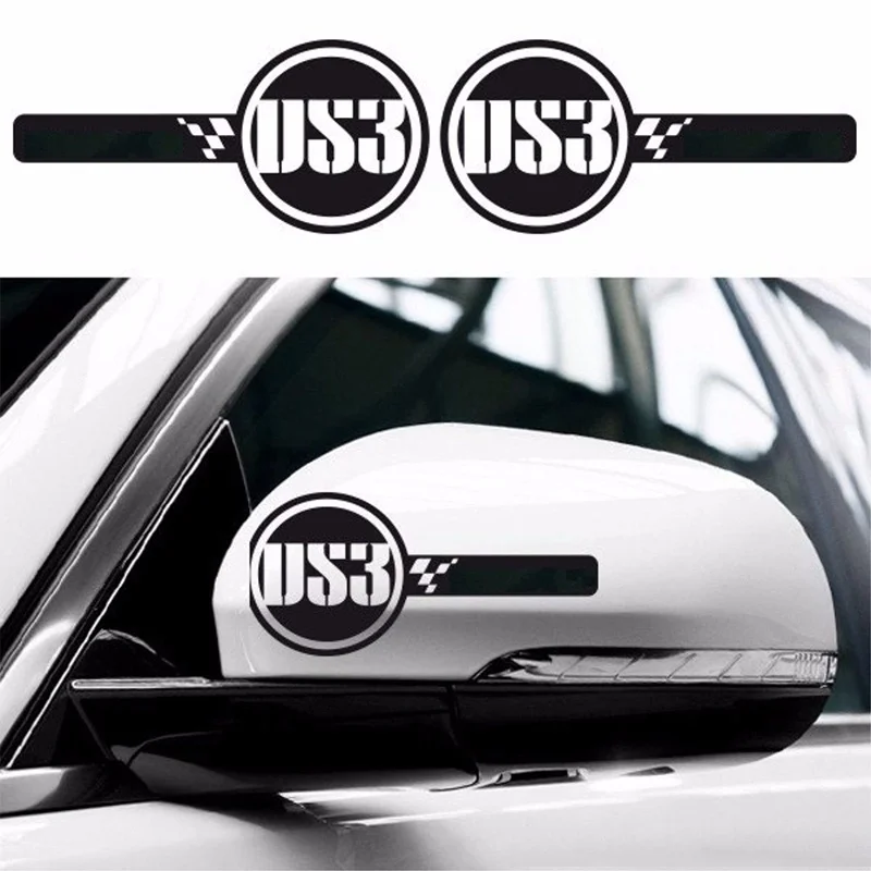 

Для (1 пара/2 шт.) DS3 логотип значок пользовательские зеркальные наклейки на корпус крыла наклейки C3 DS 3 гоночный автомобиль Стайлинг