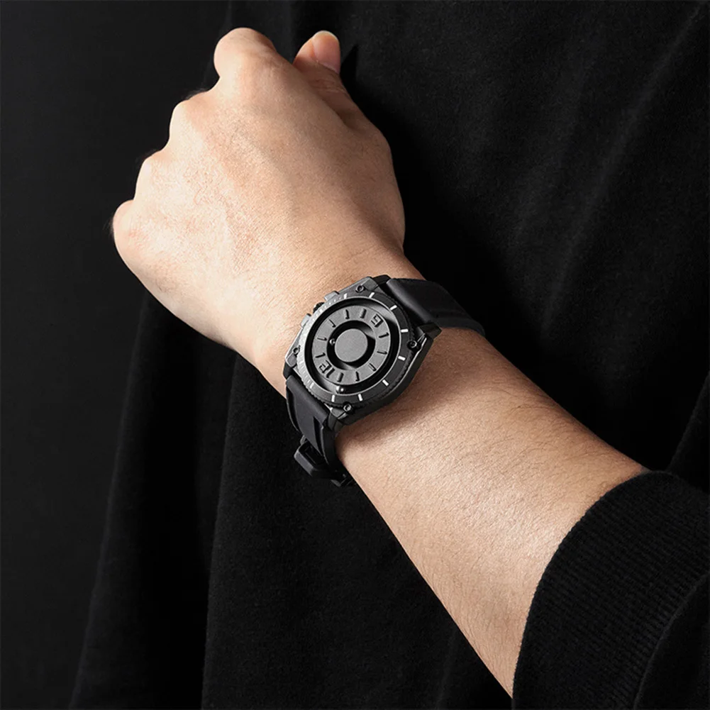 

Повседневные уникальные минималистичные кварцевые часы с магнитной указкой, наручные часы, круглый циферблат, полимерный ремешок d88