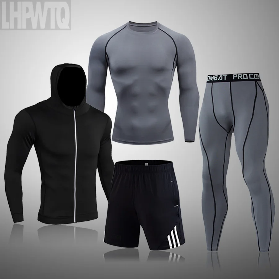Спортивный костюм мужской компрессионный тренировочная одежда для спортзала