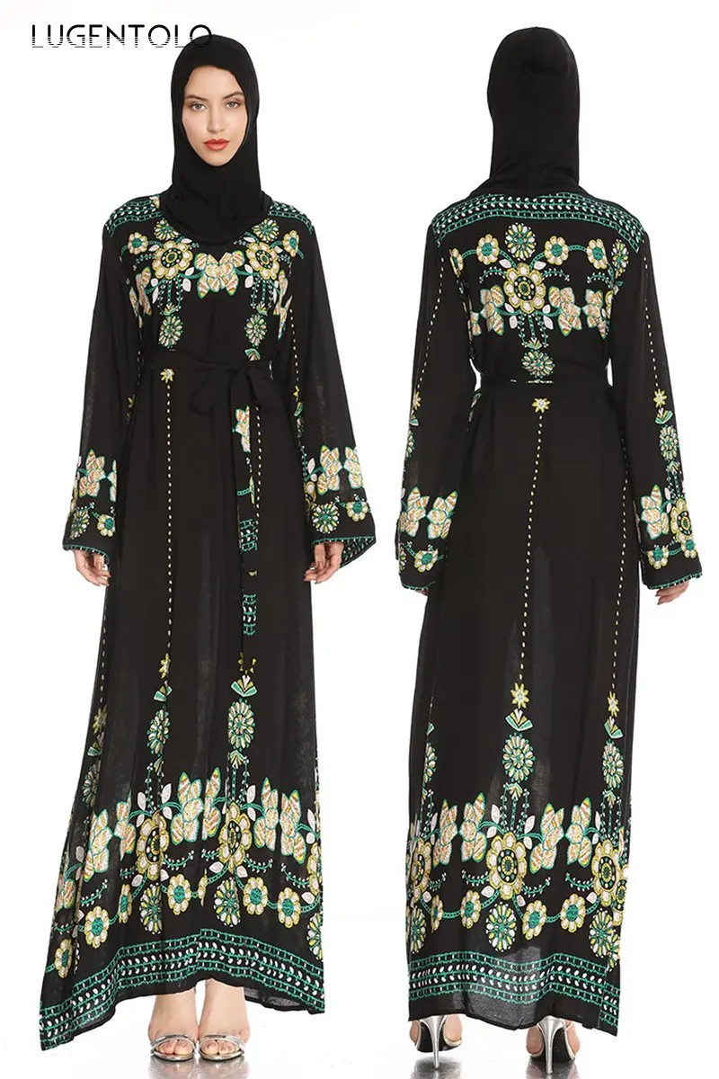 Lugentolo женское длинное платье с длинным рукавом весенне-летние модные