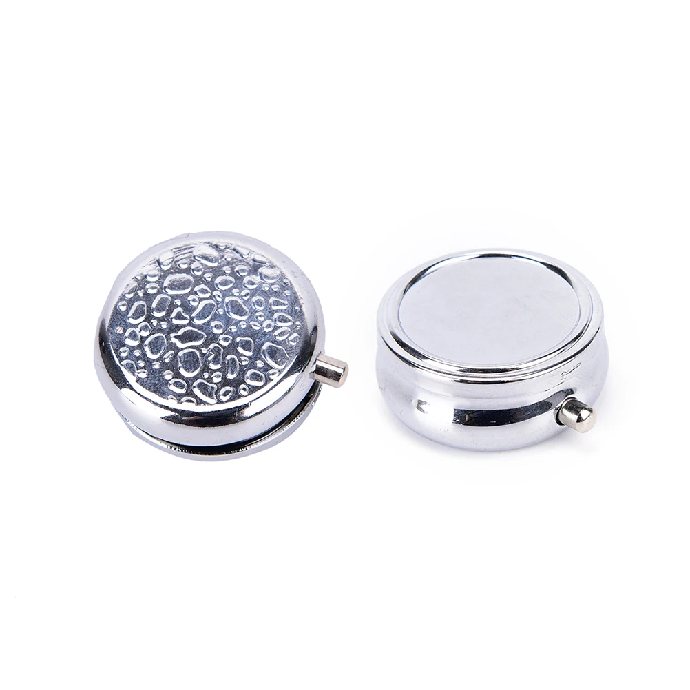 

1Pcs Metal Round Silver Small Cases Tablet Pill Boxes Holder Effective use of space Advantageous Container Medicine Case