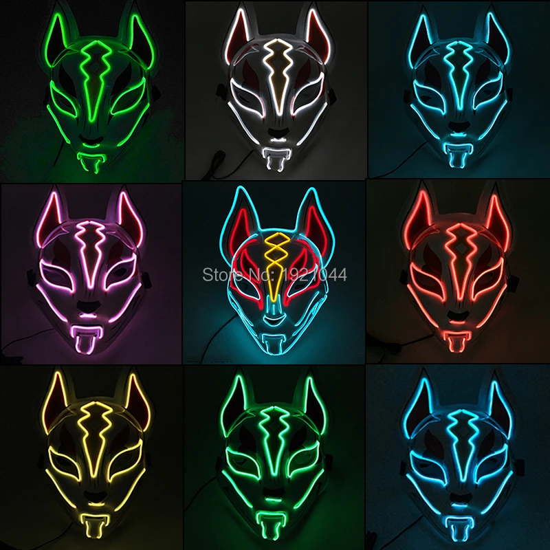 Хит Хэллоуин вечерние маска светодиодный полный уход за кожей лица Неон EL