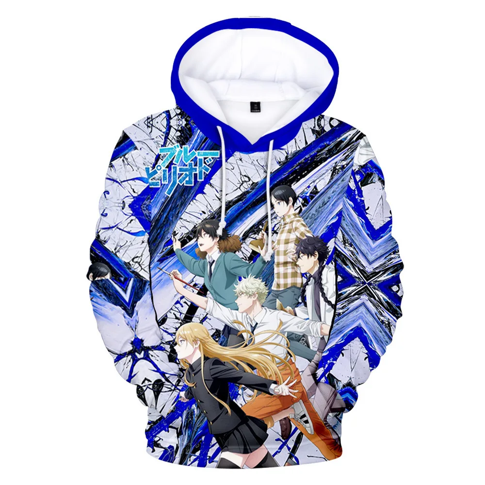 

Толстовка с длинным рукавом для мужчин и женщин, японское аниме синее модное худи с 3d принтом, облегающая Толстовка Оверсайз для косплея мал...