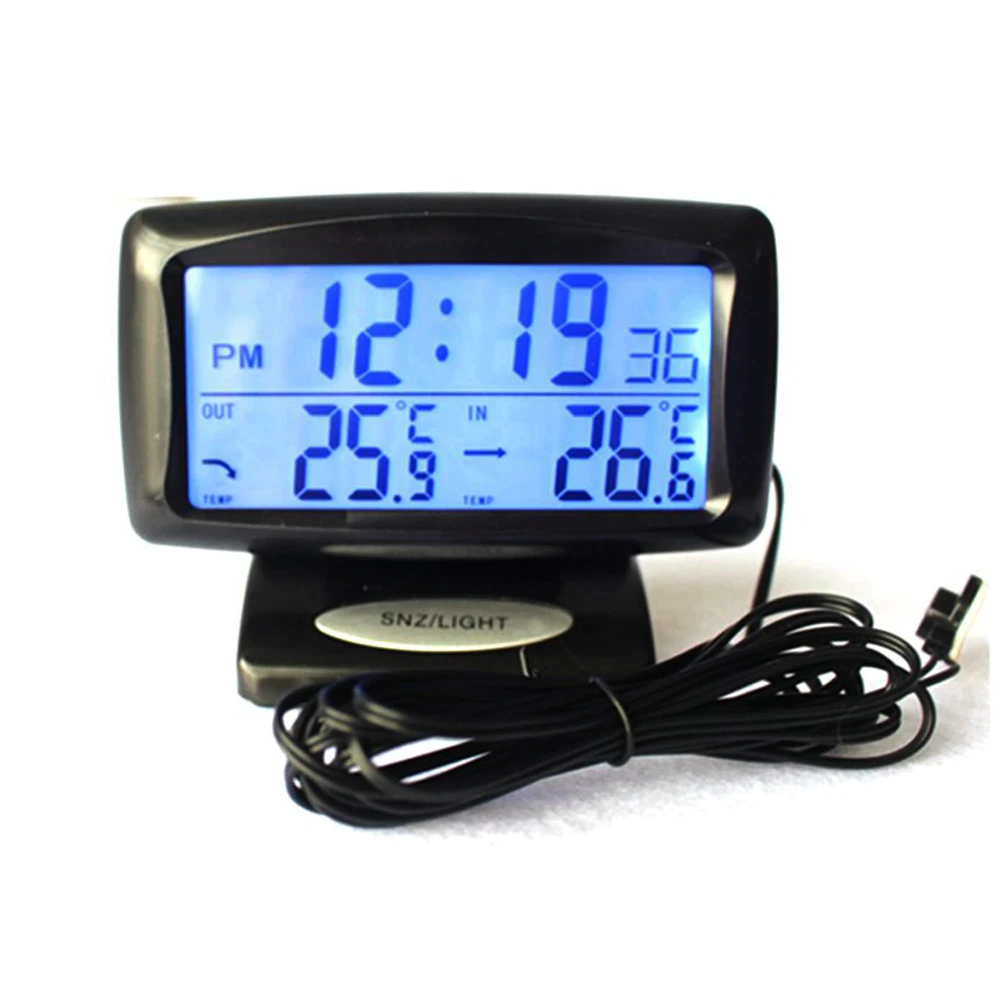 2 In1 Car Kit Electronic Digital Clock Thermometer of Indoor Outdoor Backlight |