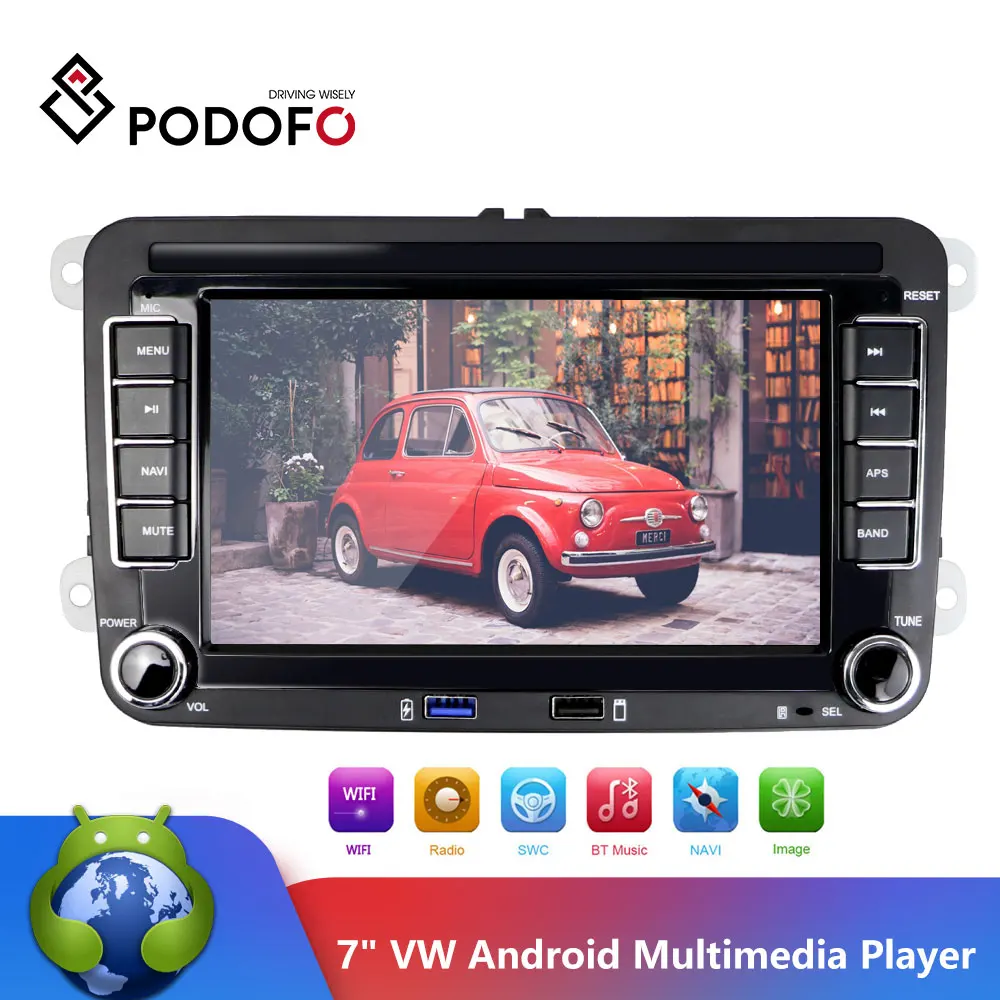 Автомагнитола Podofo мультимедийный плеер на Android с 7 &quotэкраном GPS Bluetooth двумя USB