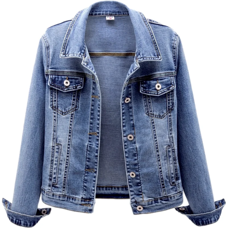 

Autumn Femme Women Elasticity Denim Jacket Vintage Long Sleeve Slim Short Jeans Coat Casual Student Basic Coats tide H1277