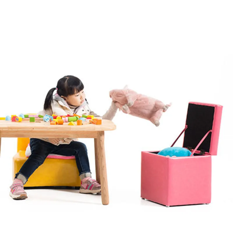 Children's Stool Cute Colorful Storage Solid Wood PU Sofa Multifunction Household Makeup Change Shoe Bench | Мебель