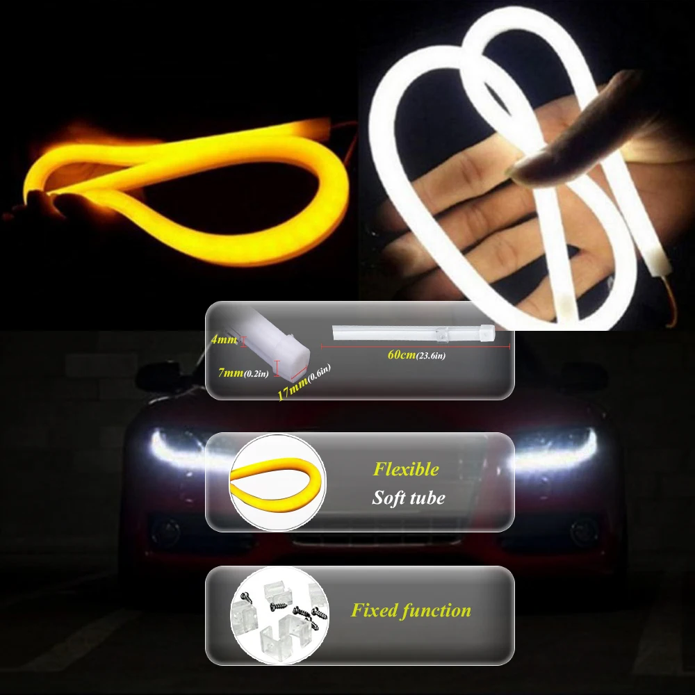 2 шт. светодиодный светильник с гибкой трубкой дневной ходовой ангельские глазки