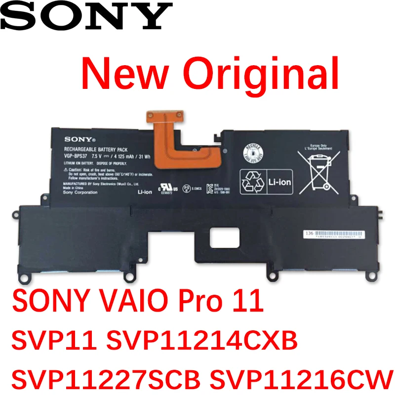 Sony оригинальный VGP-BPS37 для SONY VAIO Pro 11 SVP11 SVP11214CXB SVP11227SCB 7 5 V 31WH Новый аккумулятор