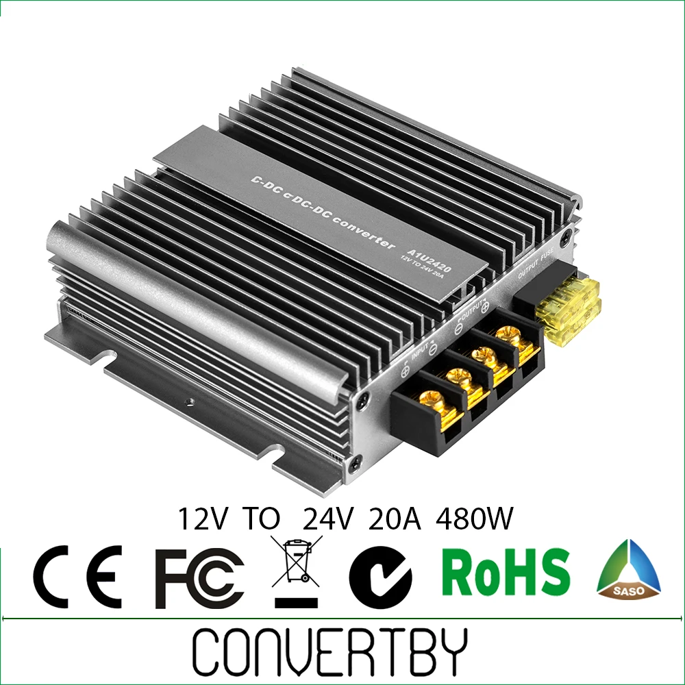 

12V STEP UP 24V 20A DC DC CONVERTER 12VDC TO 24VDC 20AMP BOOST VOLTAGE REGULATOR 20 AMP 500WATT POWER MODULE A1U2420