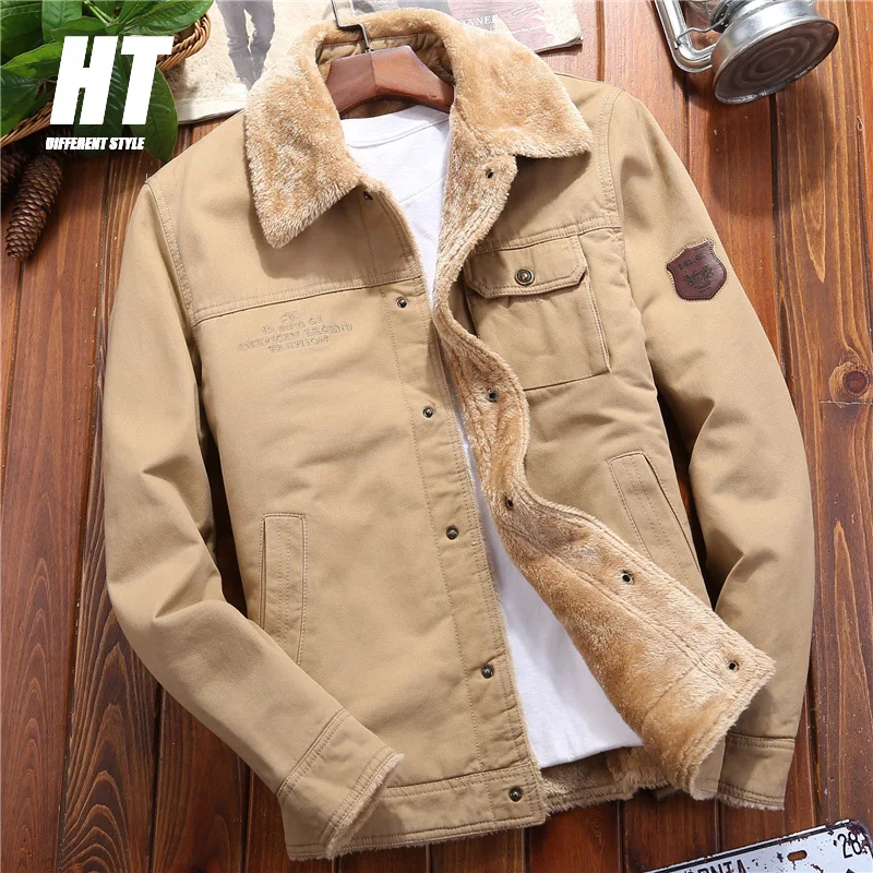 

Мужская теплая зимняя куртка, мужские повседневные джинсовые куртки с меховым воротником, Мужская модная плотная верхняя одежда, мужская о...