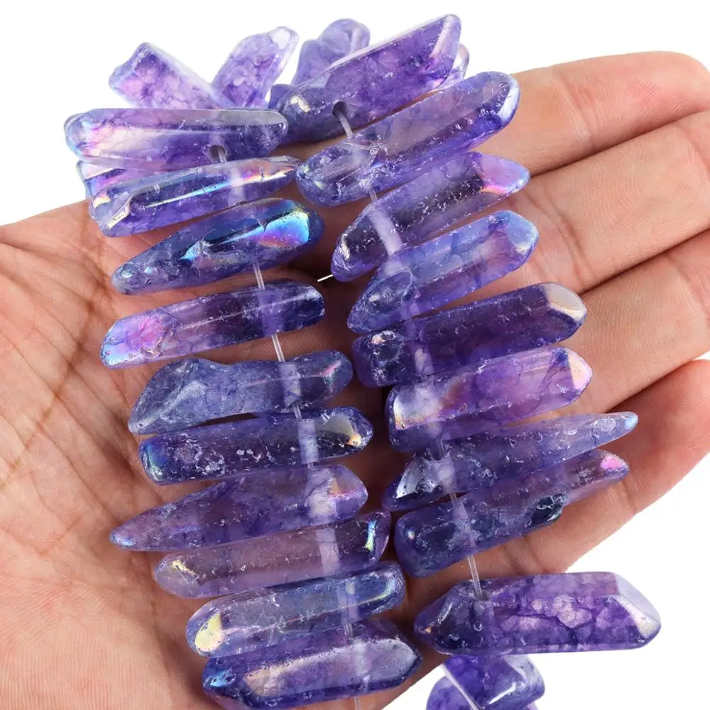 Тувельлува фиолетовый титановое покрытие натуральные кристаллы кварцевые точки