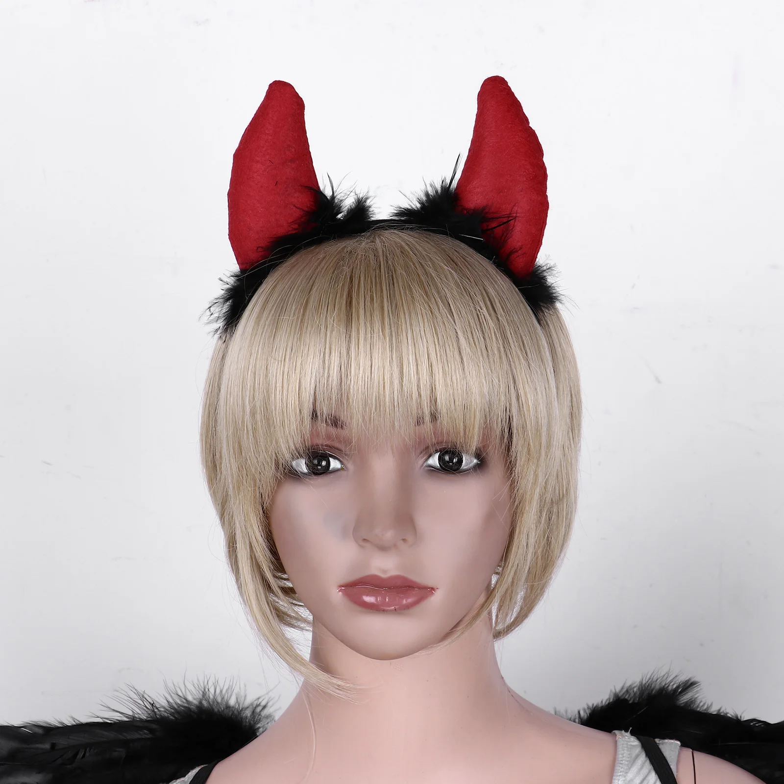 Костюм дьявола TiaoBug черное перо Крыло ангела повязка на голову с рогом косплей