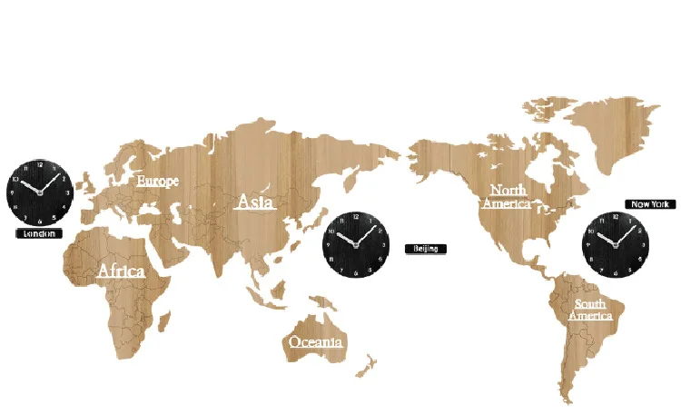 

Nordic world map electronic clock wooden wall clock wall clock 1.4 meters living room decoration wall watch