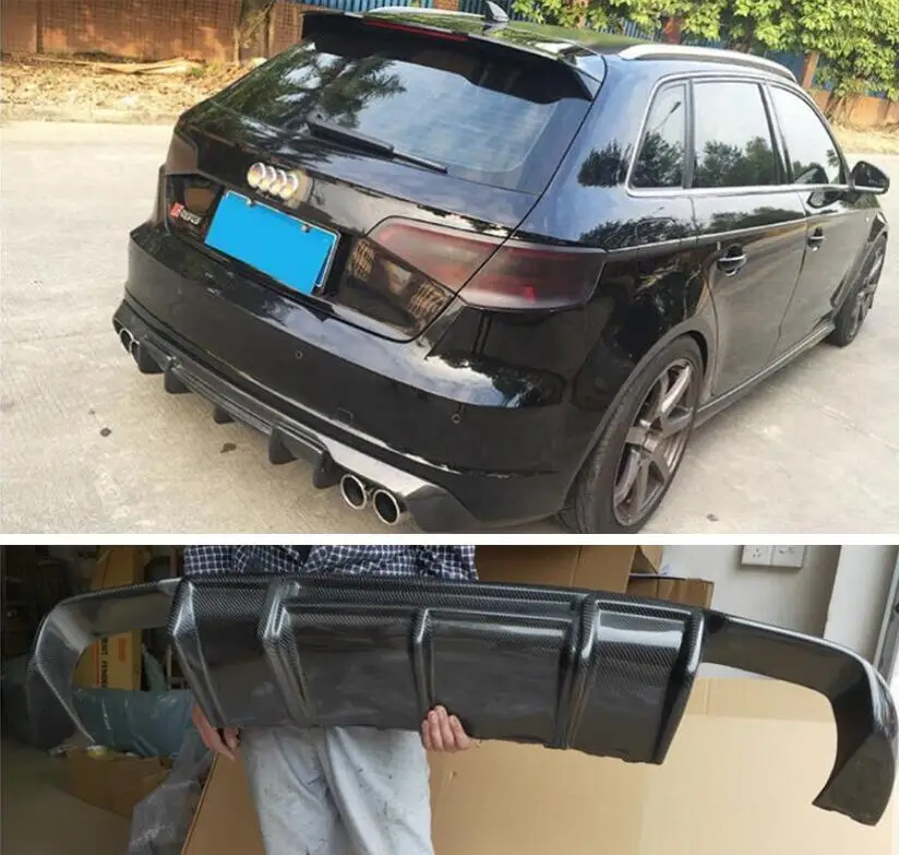 

REAL CARBON FIBER REAR BUMPER TRUNK LIP SPOILER DIFFUSER For Audi A3 S3 Sline RS3 Sportback Hatchback 2014 2015 2016