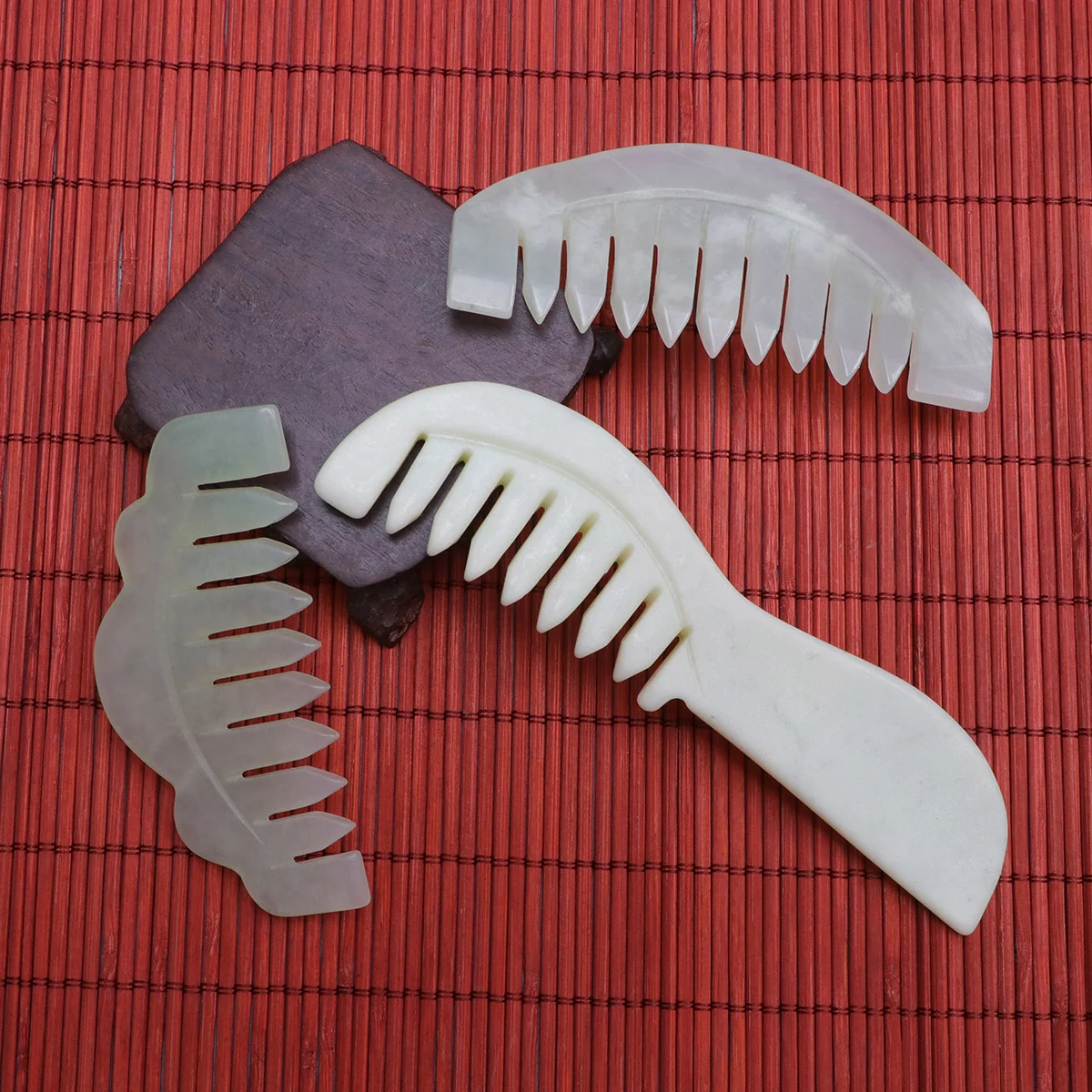 

3Pcs Natural Jade Comb Comb Dredge Meridian Comb Care Hair Combs Size