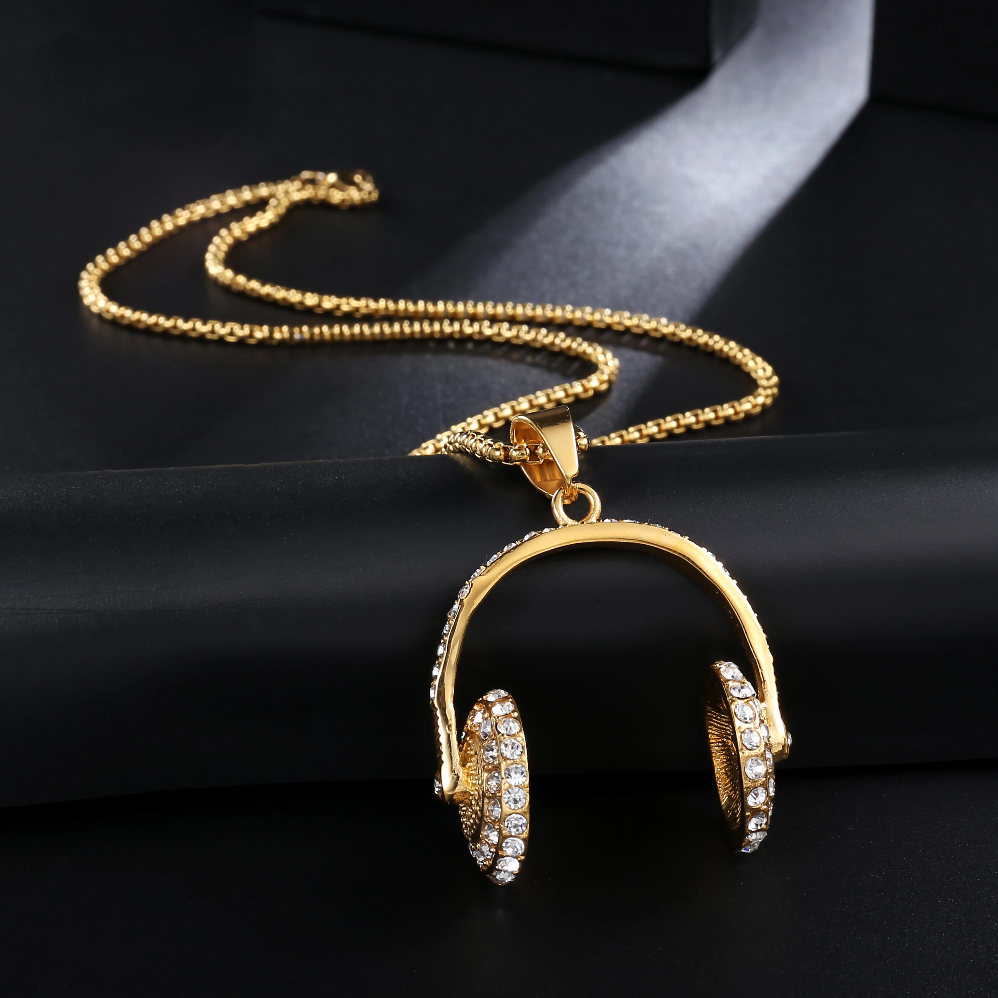 D & Z хип хоп Bling Iced Out Crystal гарнитура наушники ожерелья подвески для мужчин рок н