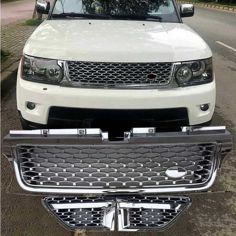 Silver ABS chrome FRONT GRILLE FOR RANGE ROVER L320 SPORT MODEL 2006-2013