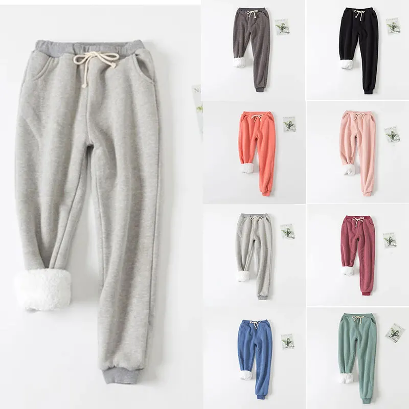 

Comfy Sweat Pants Autumn Winter Women Fleece Sweatpants Trousers Casual Thick Velvet Loose Cashmere Sweatpants Tracksuit SWD889