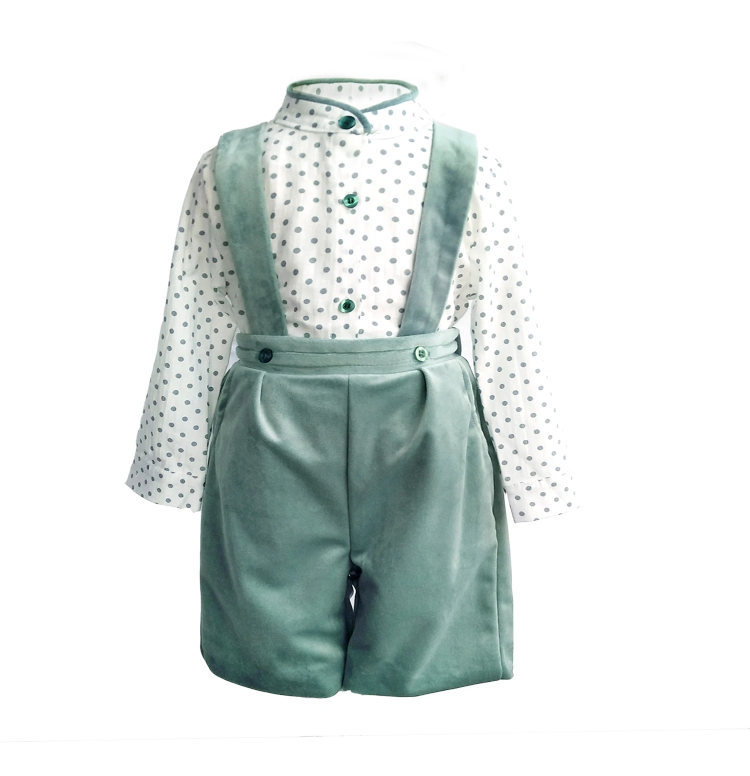 2021 Autumn Winter Spanish Children's Wear Long Sleeve Shirt with Wool Belts 2pcs set Boys Boutique Kids Clothing Clothes |