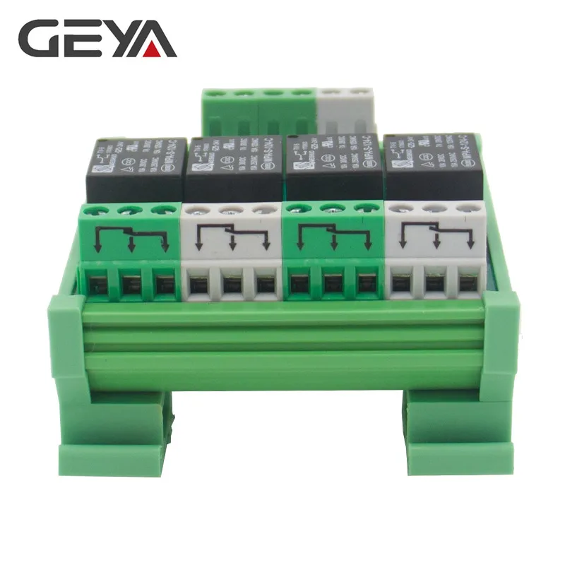 GEYA 4-Канальный Релейный Модуль 1 SPDT DIN рейка крепление 12V 24V DC/AC Интерфейс триггерный релейный модуль