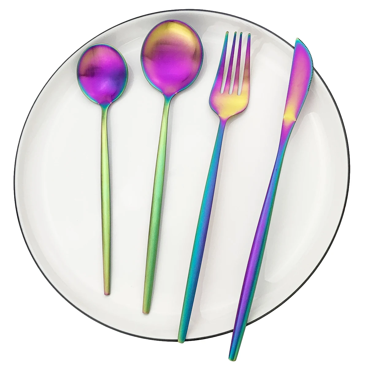 4set/16pcs Black Cutlery Set Stainless Steel Dinnerware Knives Fork Coffee Spoon Dinner Kitchen Silverware Tableware | Дом и сад