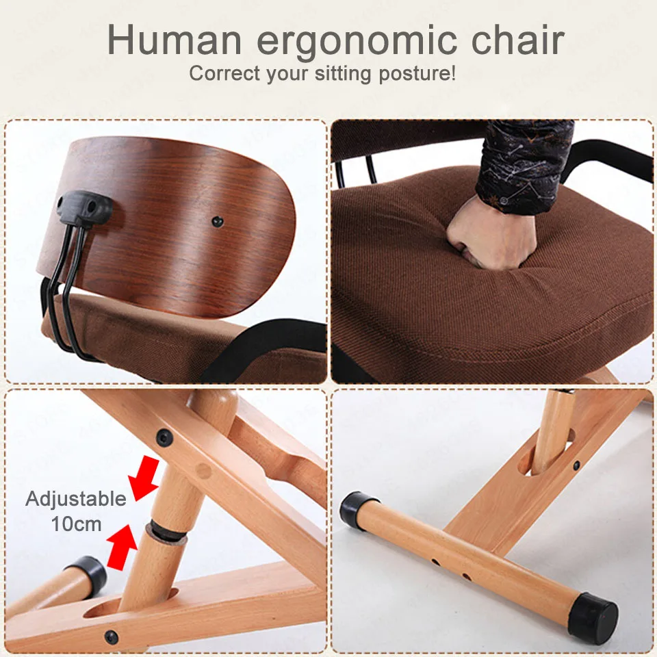 Регулируемое по высоте эргономичное кресло на коленях с спинкой и ручкой