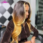 Парики из натуральных волос с эффектом омбре, предварительно выщипанные фронтальные человеческие волосы 13x 4, 4x4