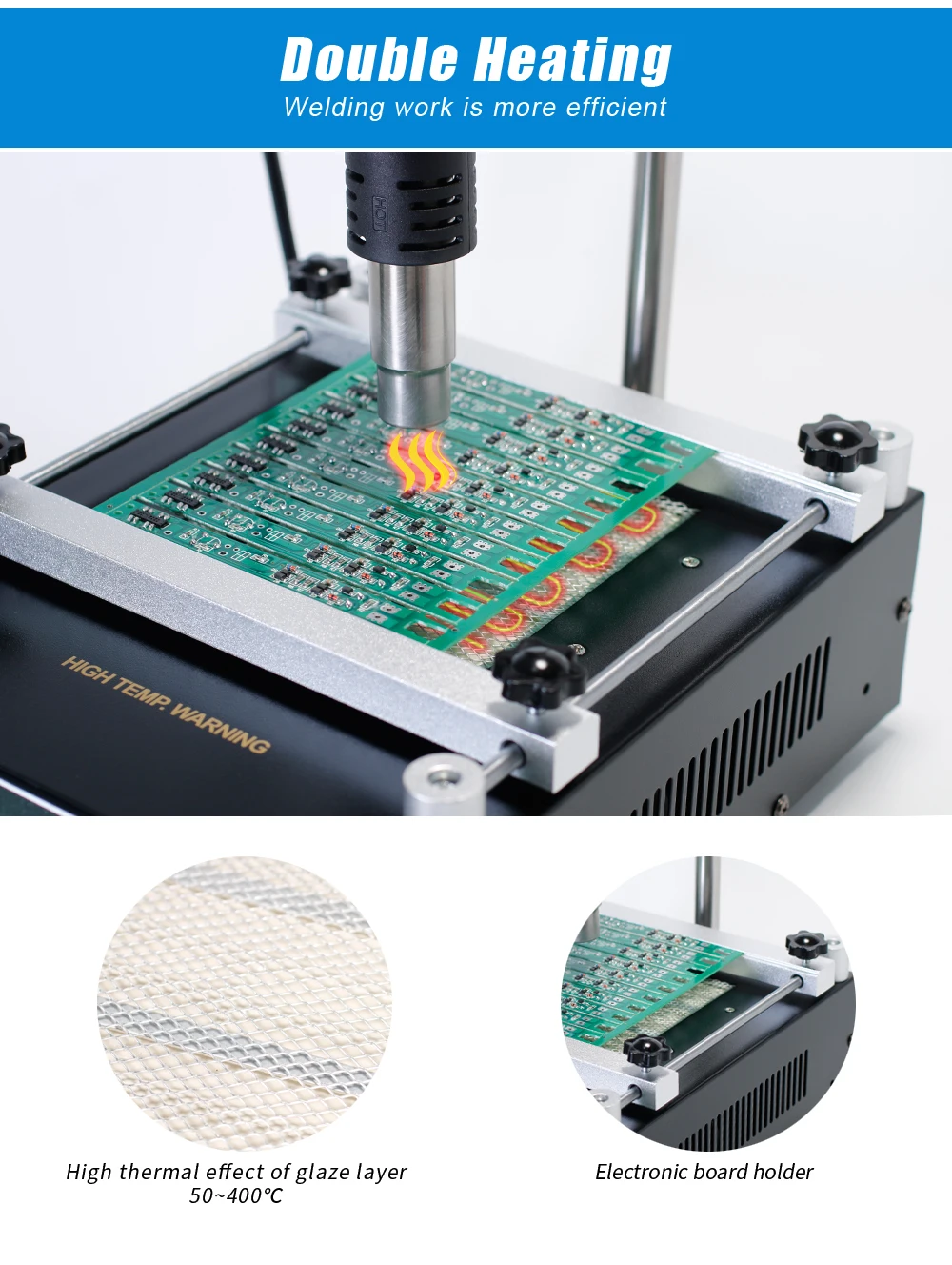 YIHUA 853AAA 1270 Вт станция предварительного нагрева PCB подогреватель паяльная станция BGA паяльная станция Тепловая пушка сварочная станция