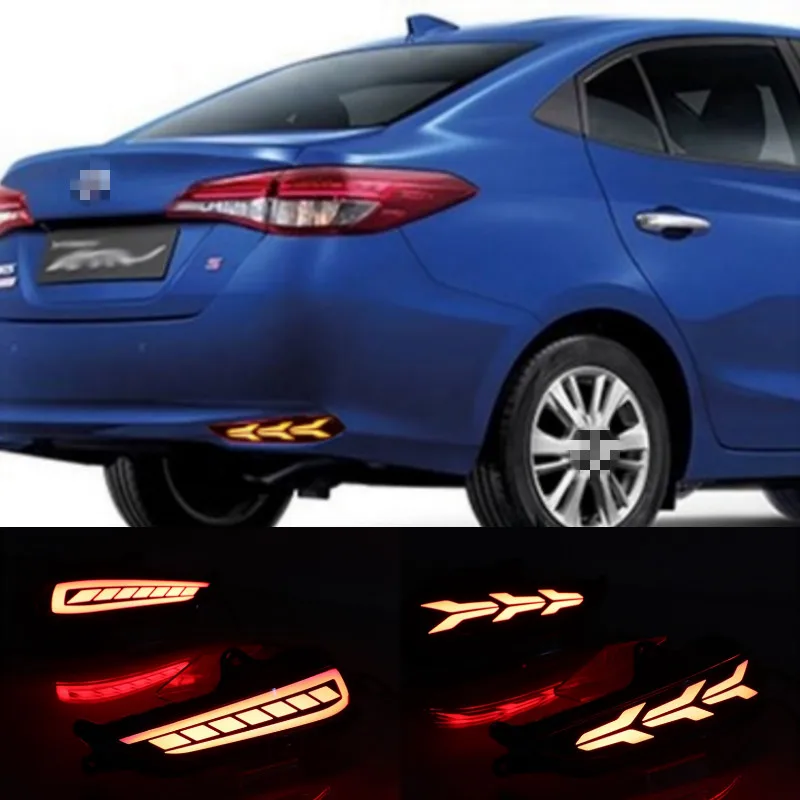 Светодиодный отражатель заднего бампера для Toyota Yaris 2017 2018 фара тормоза