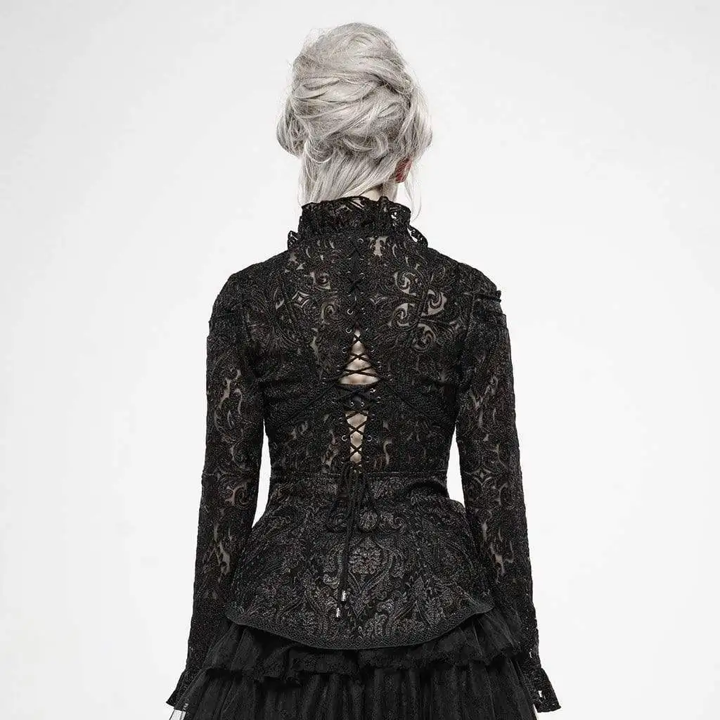 Панк Rave женские готические тонкие облегающие кружевные куртки с длинными