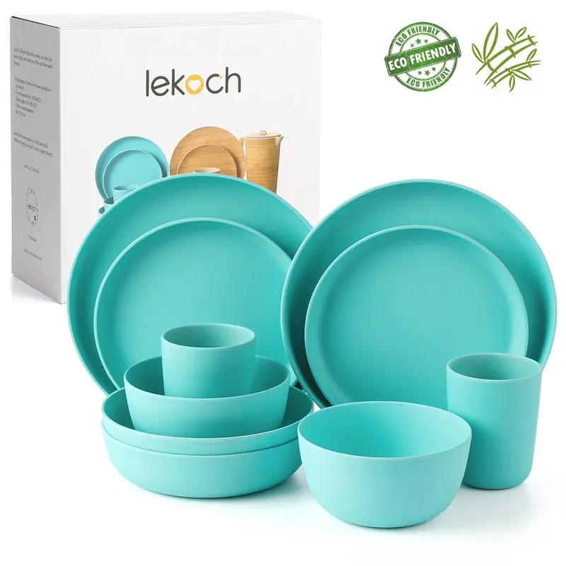 2set 8pcs LEKOCH 5 шт. бамбуковые детские столовые приборы, кухонные столовые приборы, набор посуды, биоразлагаемая Экологичная ресторанная Салатница, чашка - Цвет: 2set 8pcs