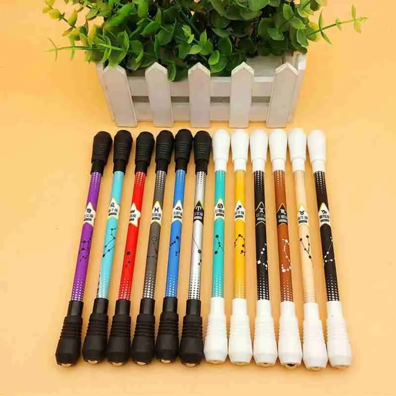 

1pcs Smooth Ant-slip Anti-drop Rotation Pen Gel pen 0.38 For Fluent Writing Color Random Head Pen With T3X1