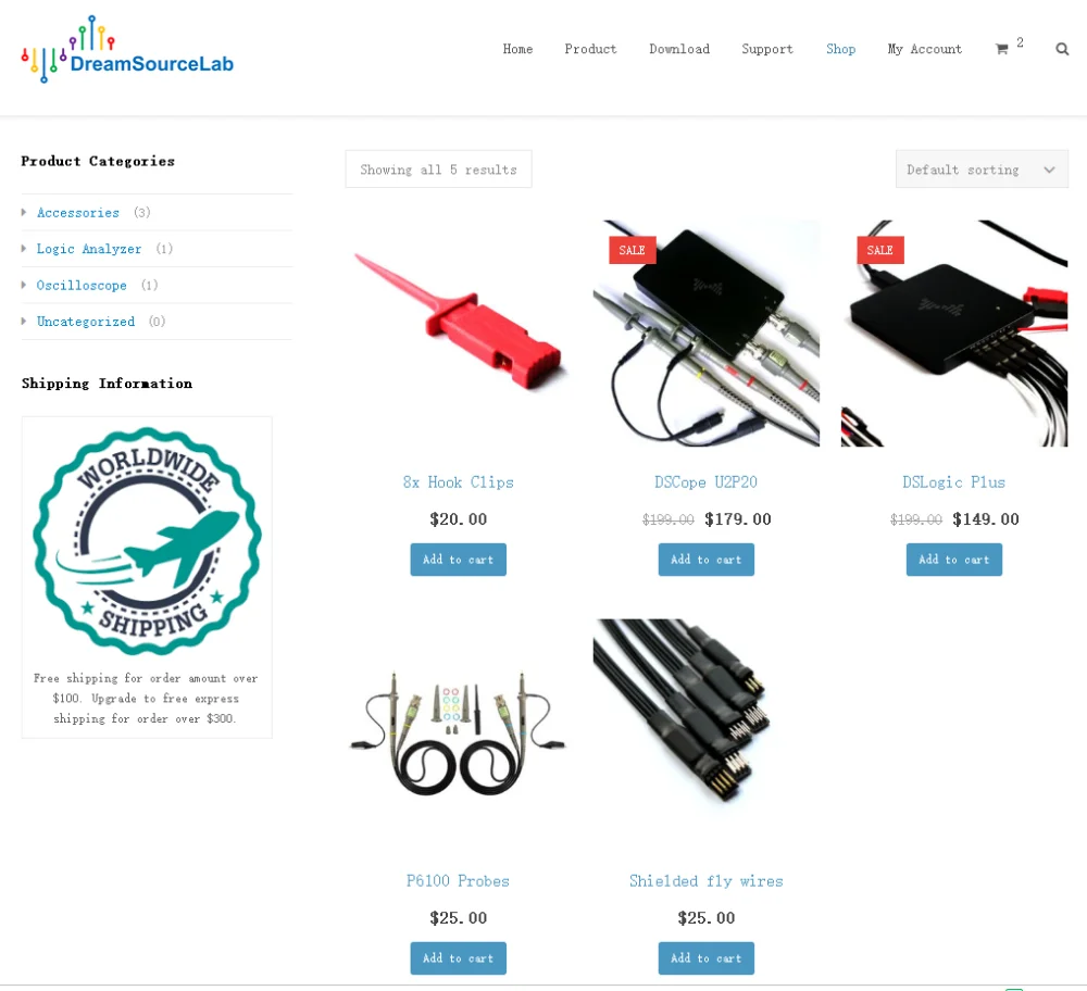 DSLogic Plus-это логический анализатор на основе USB, с максимальной частотой дискретизации до 400 МГц и максимальной глубиной дискретизации до 16G
