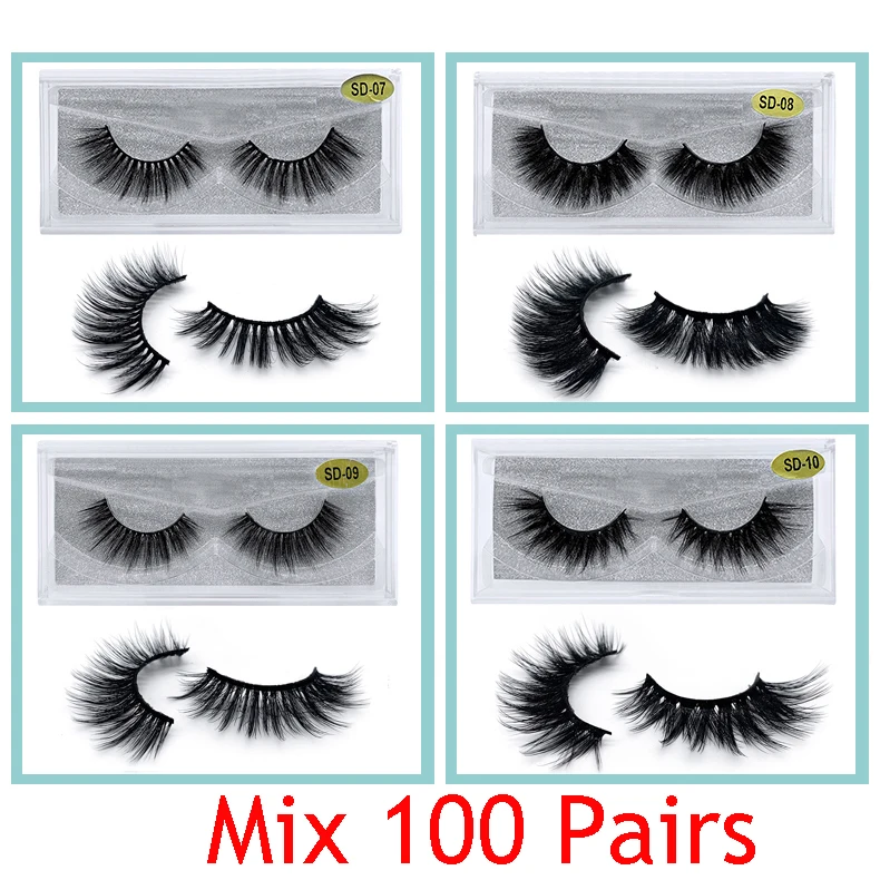 

Mink Eyelashes Wholesale 30/50/100 Pairs Natural False Eyelashes long makeup Fake Eyelash Extension 3D Mink lashes In Bulk