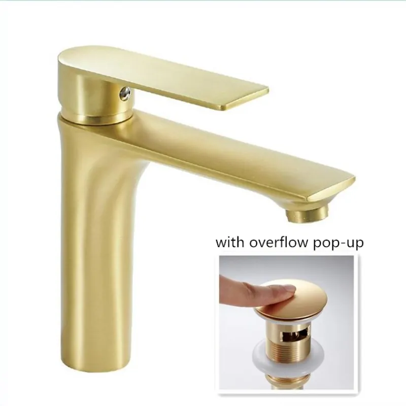 Новый смеситель для раковины Золотой горячей и холодной воды ванной комнаты