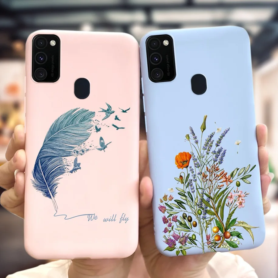 Чехол для Samsung Galaxy M21 2021, чехол для Samsung M21 2020, Модный мягкий чехол с перьями для Samsung M30S M21 M215 M 21, чехол