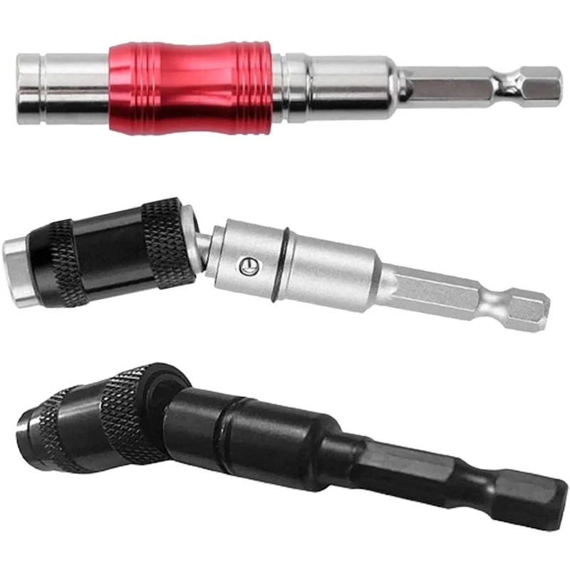 

HOT 3Pcs Magnetic Pivot Drill Bit Holder, 1/4 Inch Magnetic Screw Drill Tip, 20° Drill Extender Rotating Screwdriver Holder