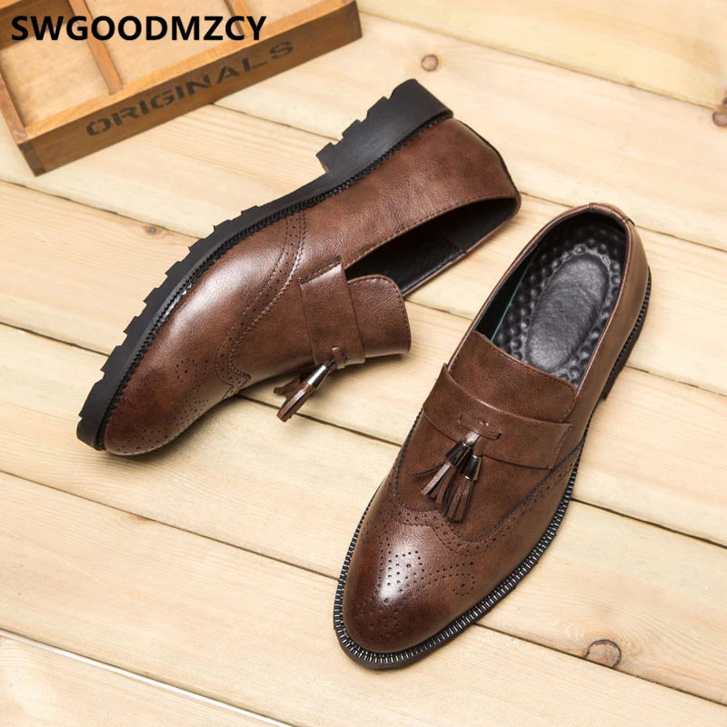 

Leather Shoes Men Office Brand Italian Shoes Men Classic Tassel Loafers Men Wedding Dress Shoes Sepatu Slip On Pria Buty Meskie