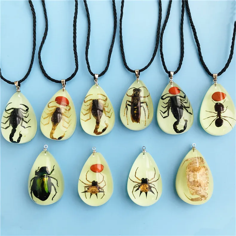 

Real Insect Resin Necklace Luminous Insect Amber Pendant lucky cat resin charms resin charms flatback