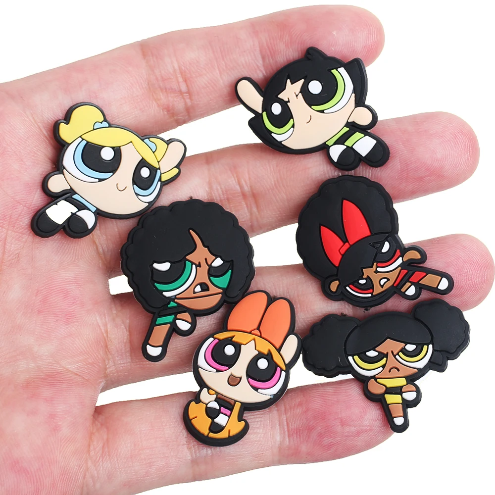 6PCS/lot Cartoon Animation PVC Shoe Charms Accessories DIY Shoe Decoration For Croc Jibz Kids Favor Kawaii Cute X-mas