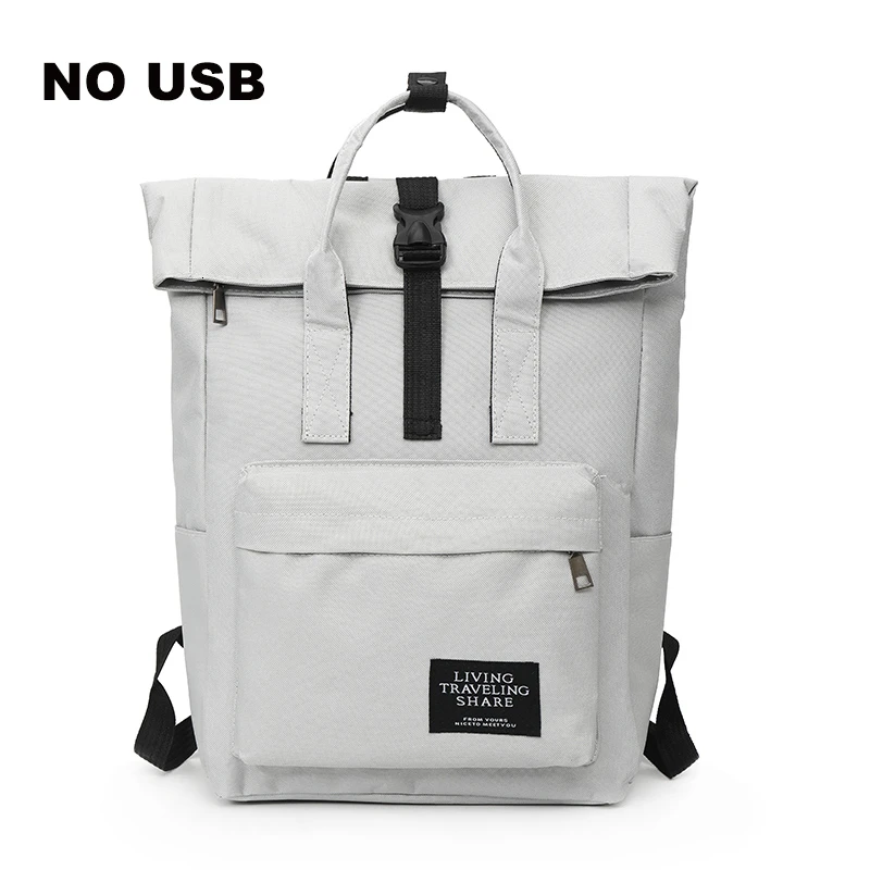 TTOU Fashion Backpack Women Leisure Back Pack Korean Ladies Knapsack Casual Travel Bags School Girls Classic Bagpack Laptop bag - Цвет: Grey without USB