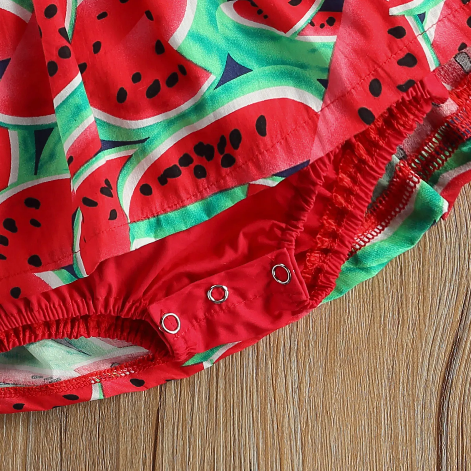 

0-24M 2pcs Cute Baby Girls Rompers Watermelon Printed Lace Sleeve V Neck Jumpsuits Headband Baby Summer Clothing