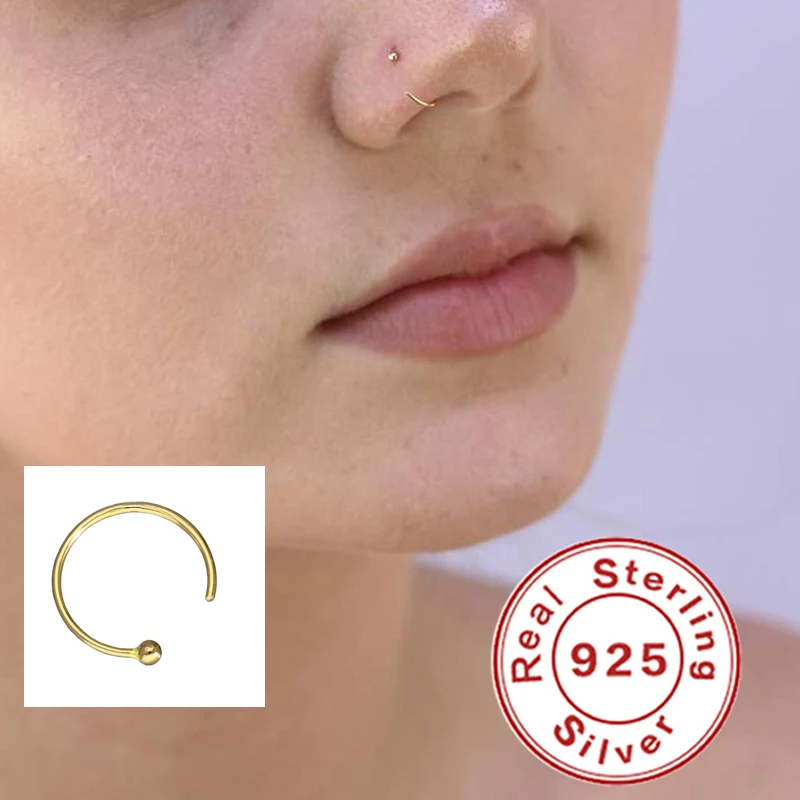 S925 серебро нос кольцо геометрический мяч 925 пробы плата пирсинга хрящей