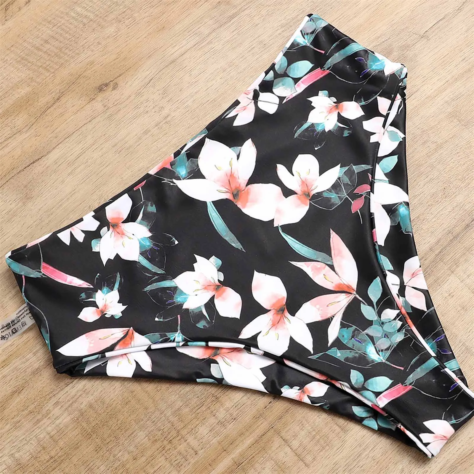 

2pcs Women Swimsuits Bikini Set Push-Up Padded Top High Waist Flower Print Ruffle Bandage Thong Swimwear Sexy Beachwear 2021