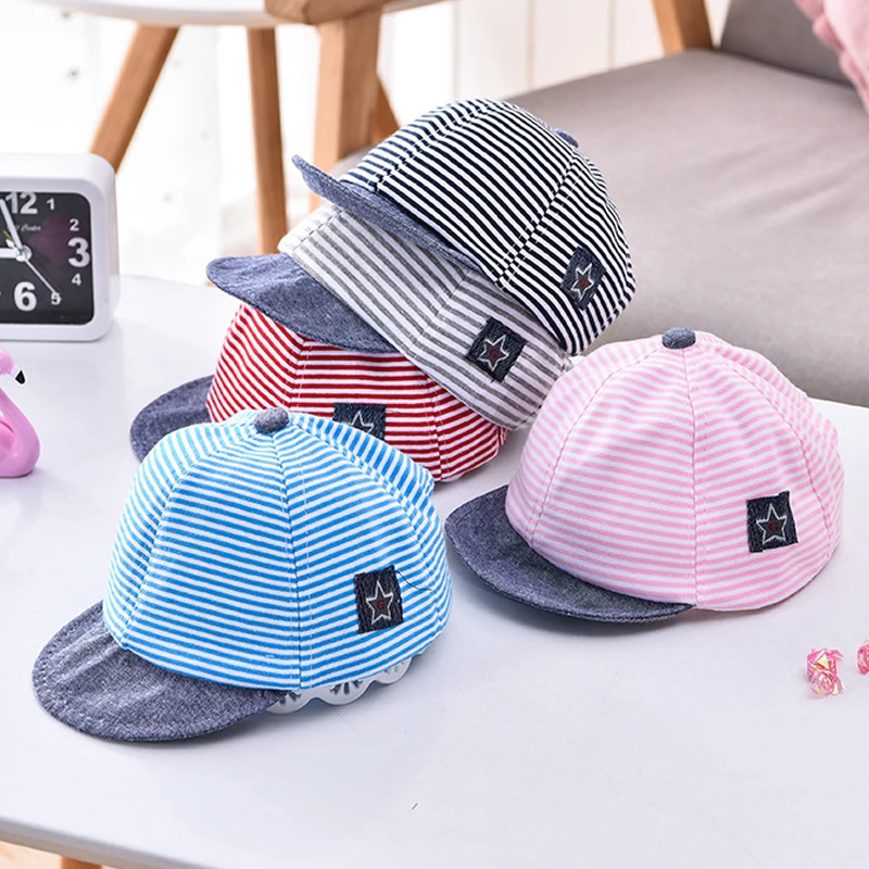 

Summer Cotton Baby Hat Cute Casual Striped Baby Boy Cap Soft Eaves Kids Girls Sun Protect Hats Caps
