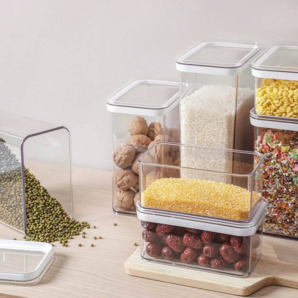 

Containers Kitchen Organizer Plastic Food 3pcs Clear Lids Extra Large ABS High Capacity Takeaway Moisture Proof Storage Box