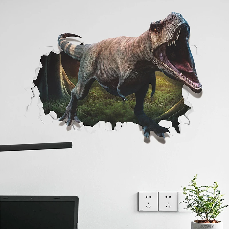 Яркие 3D наклейки на стену в виде льва/свинки/носорога/Тигра/акулы/динозавра